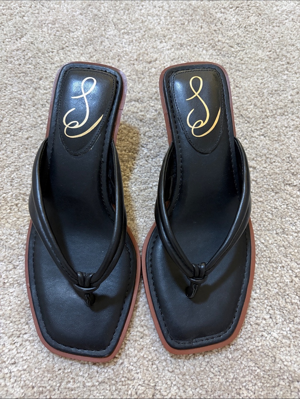 Sam Edelman Daphney Leather Thong Kitten Heels